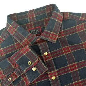 UNTUCKit Rosato Plaid Long Sleeve Button Down Shirt Men's Lrg Slim Fit Navy Red